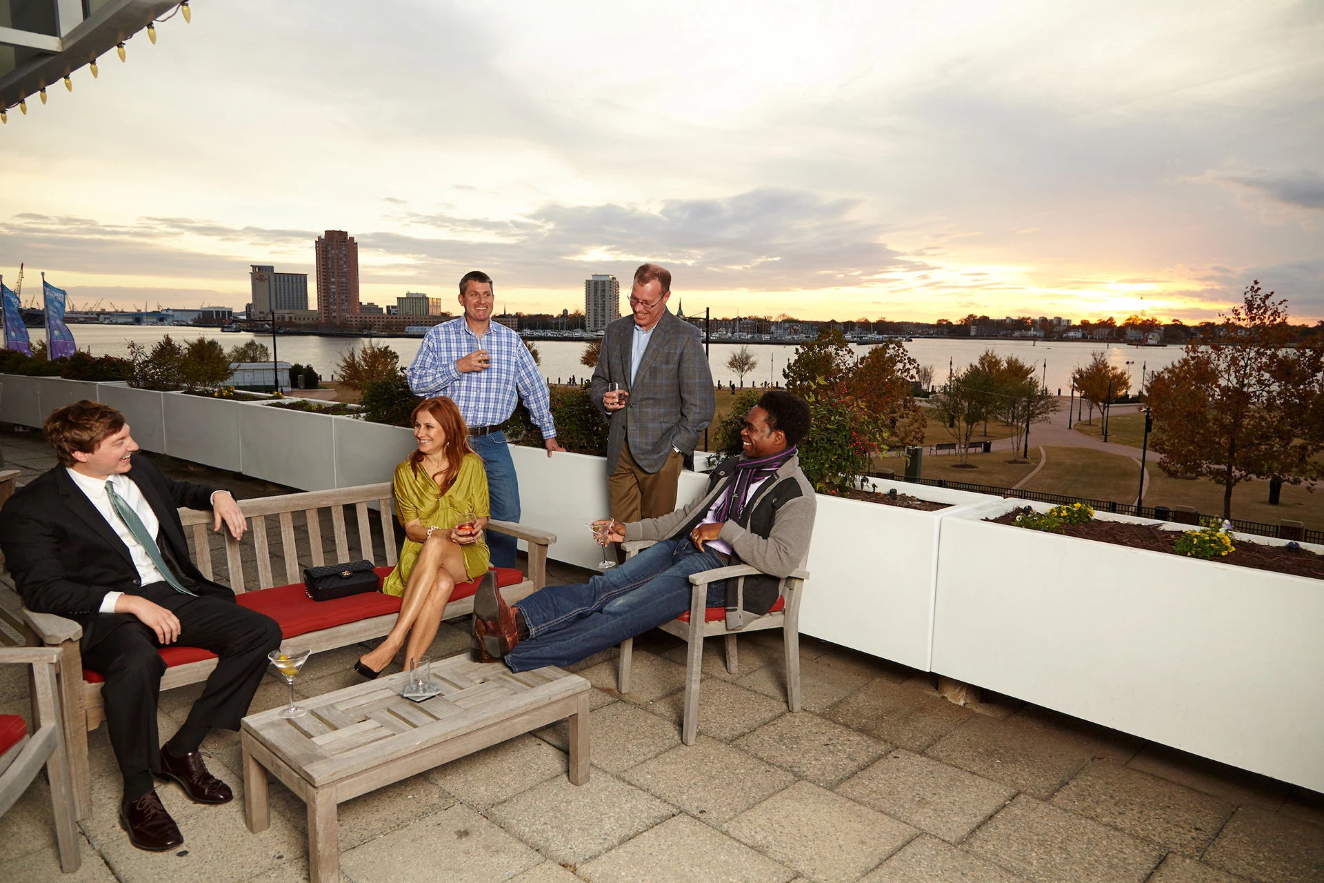 Town Point Club - Members on the patio